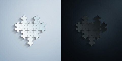 Puzzle paper icon with shadow vector illustration