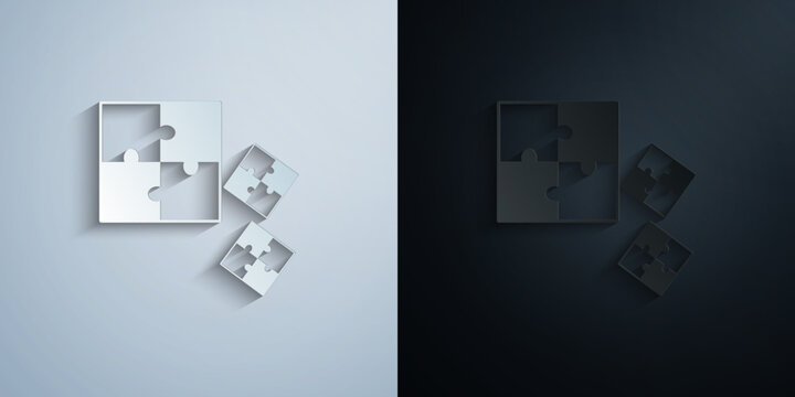 Puzzle paper icon with shadow vector illustration