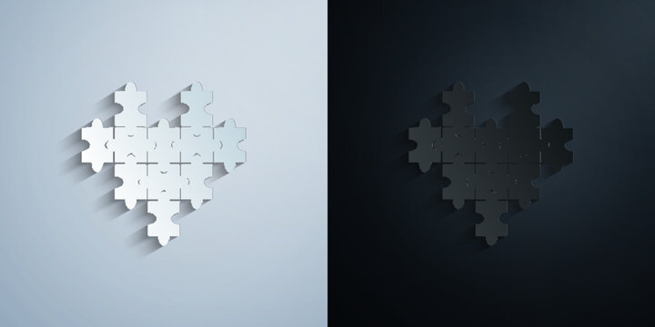 Puzzle paper icon with shadow vector illustration