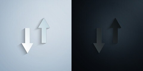 Arrow, opposite paper icon with shadow vector illustration