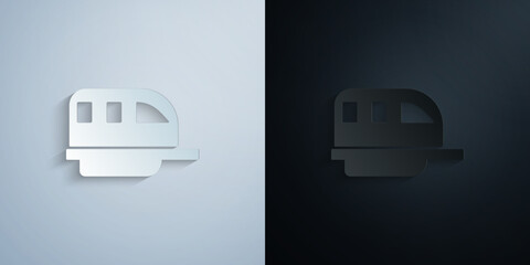 Obraz premium Monorail, train, transport paper icon with shadow vector illustration