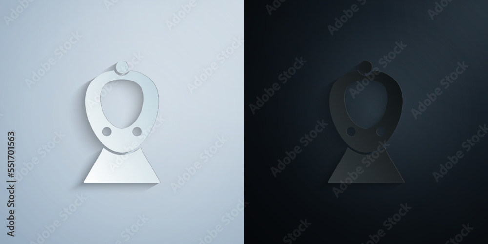 Sticker high speed train paper icon with shadow vector illustration