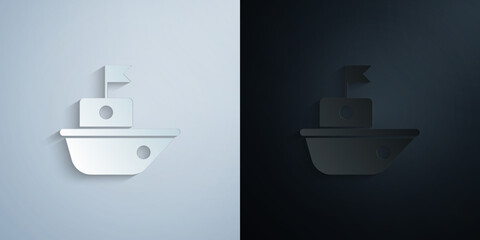 Ship, vessel paper icon with shadow vector illustration
