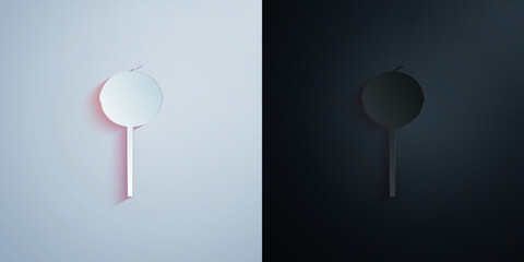 apple on stick colored paper icon with shadow vector illustration