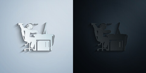 man bored paper icon with shadow vector illustration