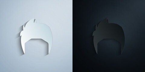 hair, woman, haircut short paper icon with shadow vector illustration
