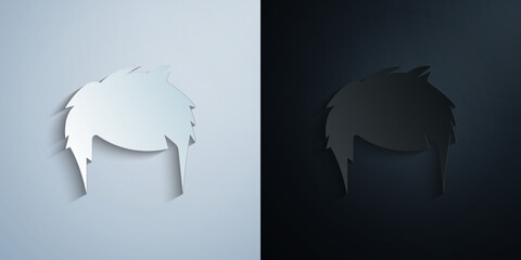 hair, woman, haircut quiff paper icon with shadow vector illustration