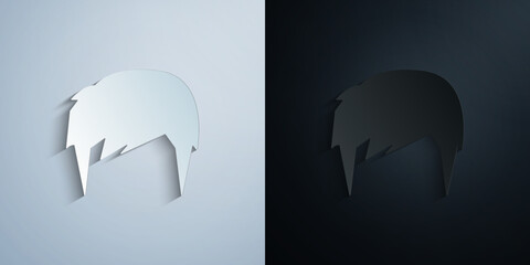 hair, woman, haircut shag paper icon with shadow vector illustration