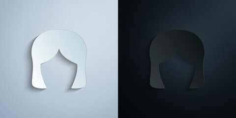 hair, woman, haircut retro paper icon with shadow vector illustration