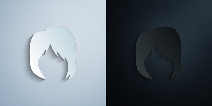 hair, woman, haircut layered paper icon with shadow vector illustration