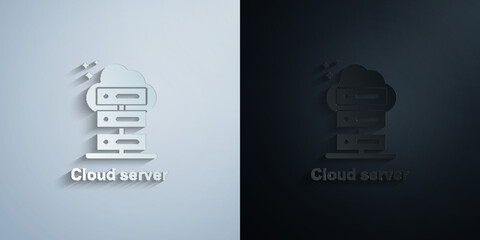 Online marketing, cloud server paper icon with shadow vector illustration