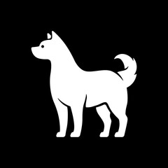A standing Akita breed dog logo in a minimalistic design style