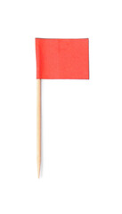 Small red paper flag isolated on white, top view