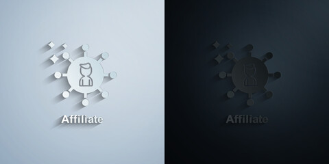Online marketing, affiliate paper icon with shadow vector illustration