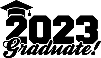 2023 Graduate Graduation design template, Car Window Sticker, POD, cover, Isolated Black Background