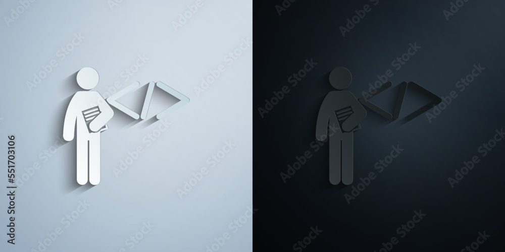 Wall mural man with code degree paper icon with shadow vector illustration