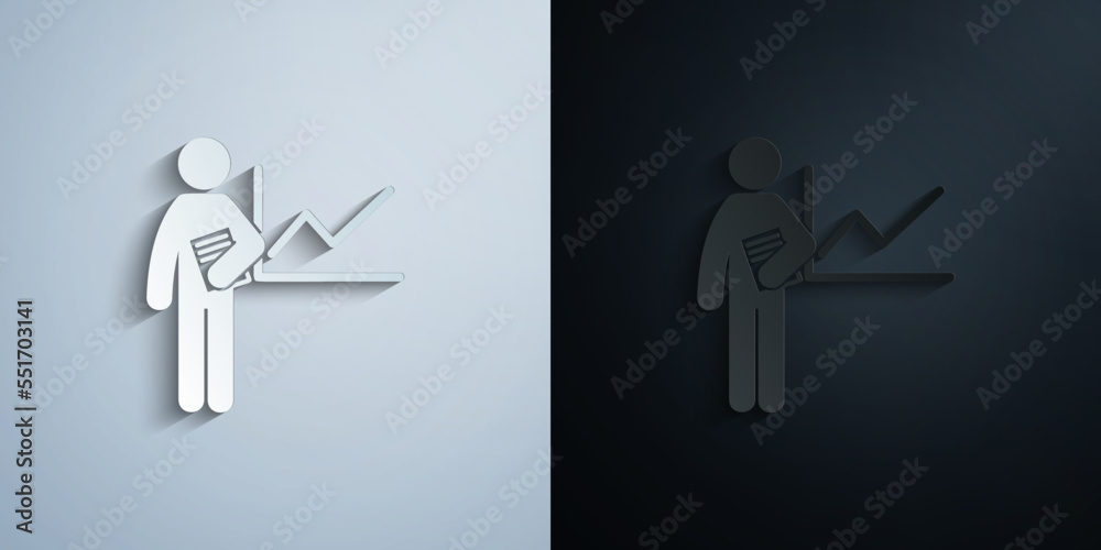 Poster man with analysis degree paper icon with shadow vector illustration