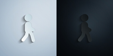 child walks paper icon with shadow vector illustration