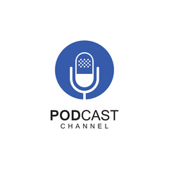 Podcast logo vector illustration design