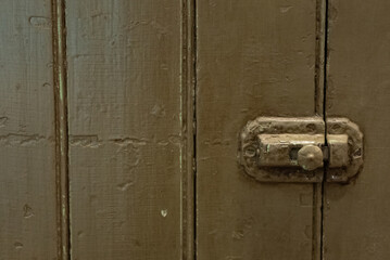 Vintage Painted Wood Green Kitchen Cupboard Latch, Antique Cabinet Door Latch