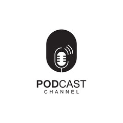 Podcast logo vector illustration design