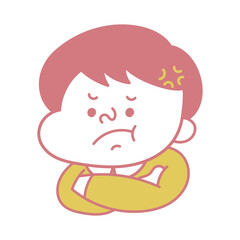 シンプル　イライラして怒っているコミカルな男性キャラクターイラスト素材
