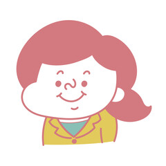 シンプル　笑顔のコミカルな女性キャラクターイラスト素材　ビジネス