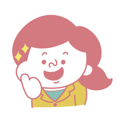 シンプル　イイネポーズをしてるコミカルな女性キャラクターイラスト素材　ビジネス