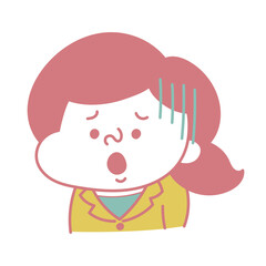 シンプル　残念な表情のコミカルな女性キャラクターイラスト素材　ビジネス