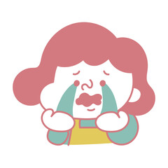 シンプル　涙を流して号泣するコミカルな女性キャラクターイラスト素材