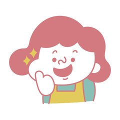 シンプル　イイネポーズをしてるコミカルな女性キャラクターイラスト素材