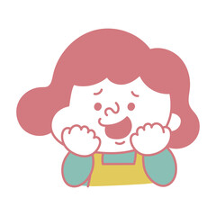 シンプル　羨ましがるコミカルな女性キャラクターイラスト素材