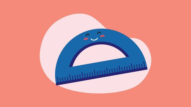 protractor school supply kawaii character