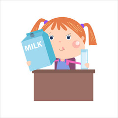 little girl drinking fresh milk