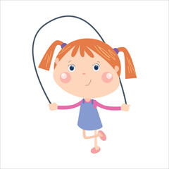 little girl playing skipping rope