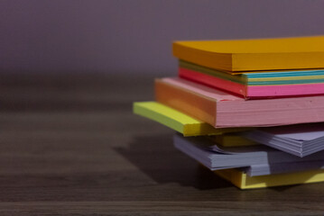 Bright Colored Paper Pads, Stack of Colored Note Paper, Office Paper Pads in a Stack