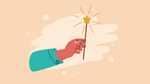 hand with magic wand animation