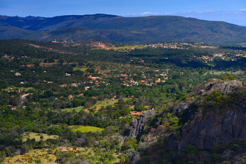 Fototapeta na wymiar A panoramic view from the mountain road just outside the Serra do Cipó National Park, Minas Gerais state, Brazil