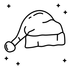 Hand drawn santa hat icon vector design