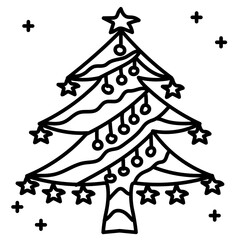 Christmas tree hand drawn icon vector design