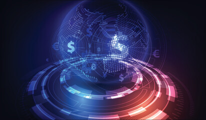 Money transfer. Global Currency. Stock Exchange. Stock vector illustration.