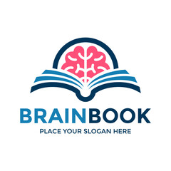 Brain Book Logo Vector.