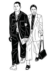 couple walking together
hand drawn illustration