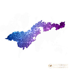 Obraz premium American Samoa map in geometric wireframe blue with purple polygonal style gradient graphic on white background. Vector Illustration Eps10.