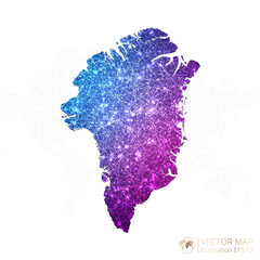 Greenland map in geometric wireframe blue with purple polygonal style gradient graphic on white background. Vector Illustration Eps10.