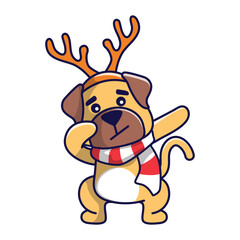 Fototapeta premium Cute Christmas dog in Christmas costume illustration vector