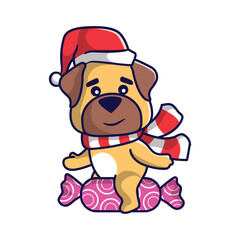 Cute Christmas dog in Christmas costume illustration vector