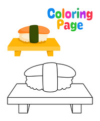 Coloring page with Sushi for kids