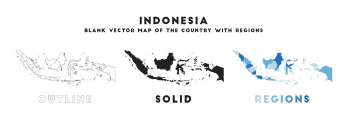 Indonesia map. Borders of Indonesia for your infographic. Vector country shape. Vector illustration.