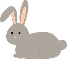 Grey rabbit cartoon. Bunny illustration. Flat design.